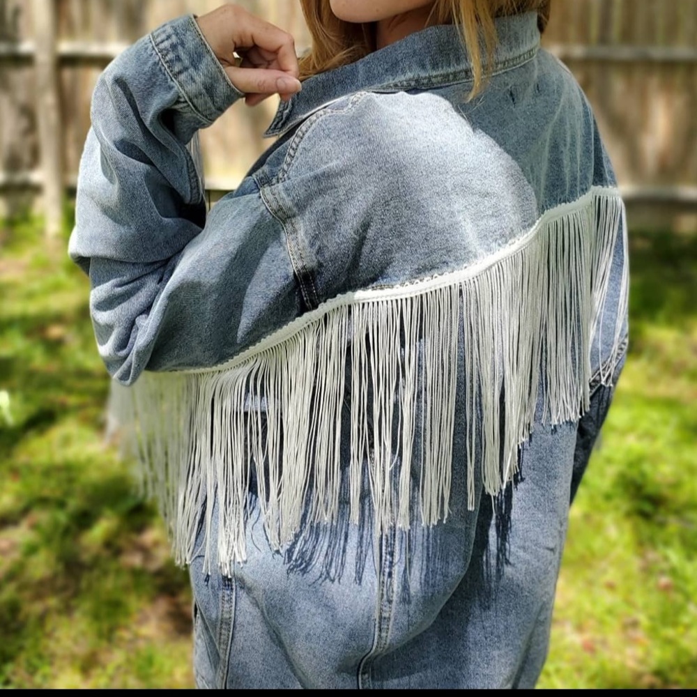Oversized Fringe Jean Jacket